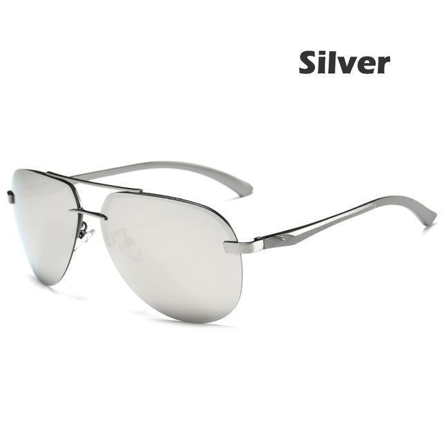 9-Colors Men'S Polarized Sunglasses Metal Alloy Driving Glasses 100% Uv400-Polarized Sunglasses-Bargain Bait Box-Silver-Bargain Bait Box
