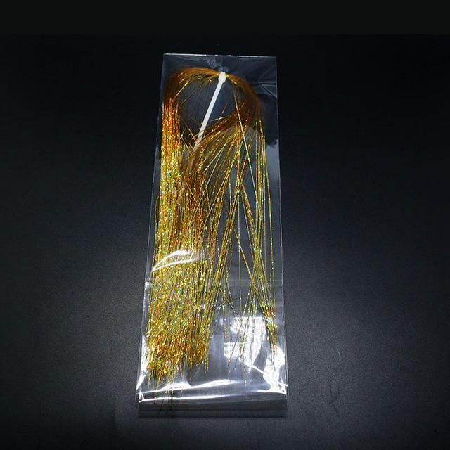 9 Colors Flashabou Tinsel Colorful Flat Glittering Crystal Flash Tinsel Hair-Royal Sissi Franchised Store-3pcs laser golden-Bargain Bait Box
