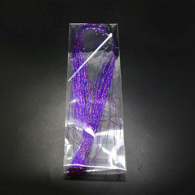 9 Colors Flashabou Tinsel Colorful Flat Glittering Crystal Flash Tinsel Hair-Royal Sissi Franchised Store-3pcs laser purple-Bargain Bait Box