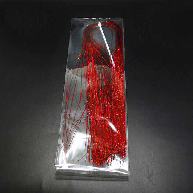 9 Colors Flashabou Tinsel Colorful Flat Glittering Crystal Flash Tinsel Hair-Royal Sissi Franchised Store-3pcs laser red-Bargain Bait Box