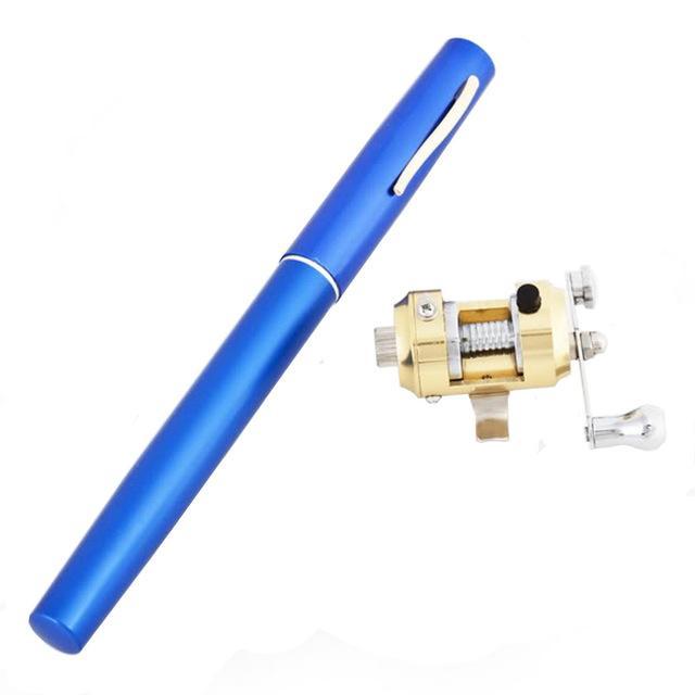 97Cm Portable Aluminum Alloy Pen Fishing Rod With Soild Brass Round Coil Reel-Portable Fishing-Bargain Bait Box-Blue-<1.8 m-Bargain Bait Box