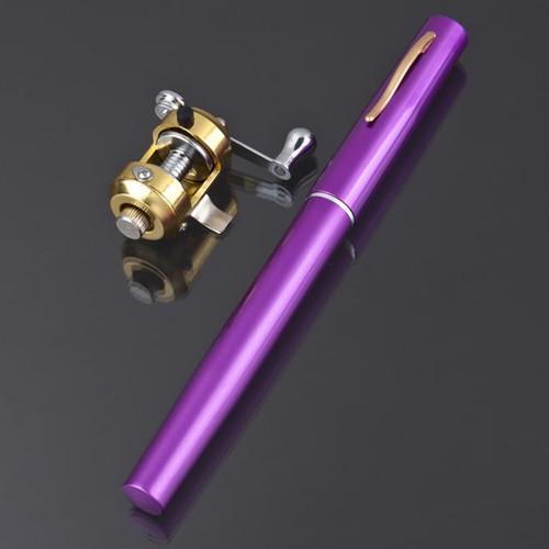 97Cm Portable Aluminum Alloy Pen Fishing Rod With Soild Brass Round Coil Reel-Portable Fishing-Bargain Bait Box-Purple-<1.8 m-Bargain Bait Box