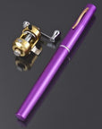 97Cm Portable Aluminum Alloy Pen Fishing Rod With Soild Brass Round Coil Reel-Portable Fishing-Bargain Bait Box-Purple-<1.8 m-Bargain Bait Box