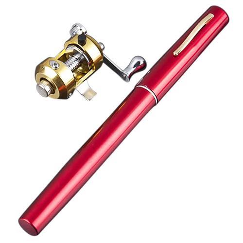 97Cm Portable Aluminum Alloy Pen Fishing Rod With Soild Brass Round Coil Reel-Portable Fishing-Bargain Bait Box-Red-&lt;1.8 m-Bargain Bait Box