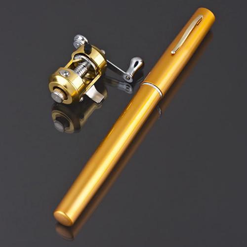 97Cm Portable Aluminum Alloy Pen Fishing Rod With Soild Brass Round Coil Reel-Portable Fishing-Bargain Bait Box-Yellow-&lt;1.8 m-Bargain Bait Box