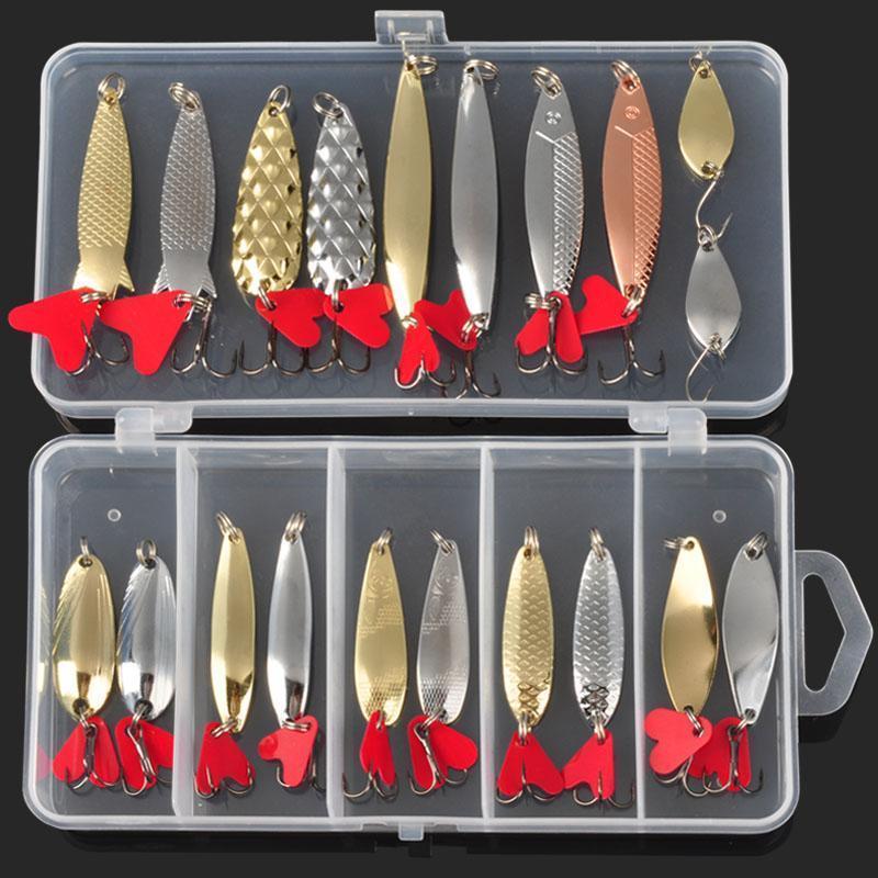 Allblue Mixed Colors Fishing Lures Spoon Bait Metal Lure Kit Iscas Artificias-Hard Bait Kits-Bargain Bait Box-A Kit-Bargain Bait Box