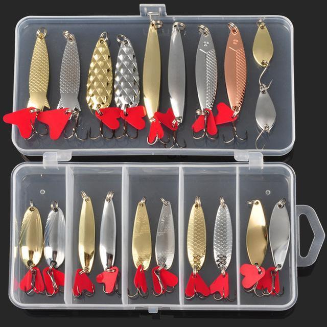 Allblue Mixed Colors Fishing Lures Spoon Bait Metal Lure Kit Iscas Artificias-Hard Bait Kits-Bargain Bait Box-B Kit-Bargain Bait Box