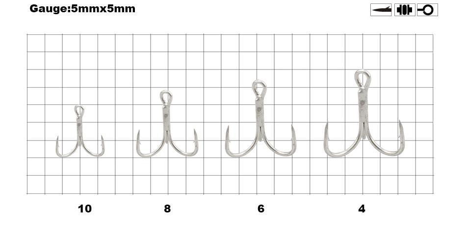 Allblue Strong Treble Hooks Sharp Hooks 2/0 1/0 1