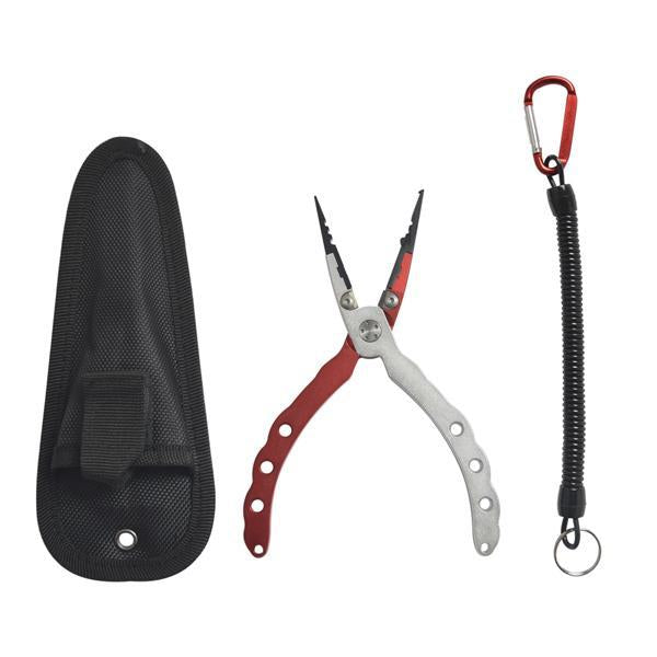 Aluminum Alloy Fishing Pliers Split Ring Cutters Fishing Holder Tackle With-Fishing Pliers-Bargain Bait Box-Red-Bargain Bait Box