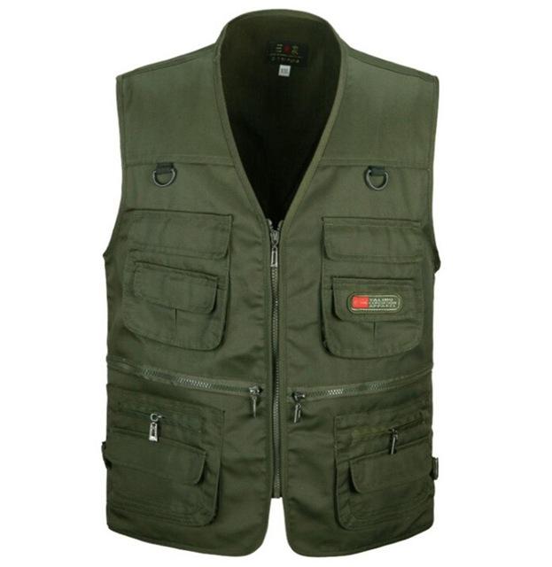 And Men Vest Green Waist Casual Multi-Pocket Or Work Wear Durable Plus Size-Vests-Bargain Bait Box-Army Green-XL-Bargain Bait Box