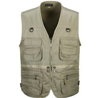 And Men Vest Green Waist Casual Multi-Pocket Or Work Wear Durable Plus Size-Vests-Bargain Bait Box-Khaki-XL-Bargain Bait Box