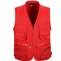 And Men Vest Green Waist Casual Multi-Pocket Or Work Wear Durable Plus Size-Vests-Bargain Bait Box-Red-XL-Bargain Bait Box