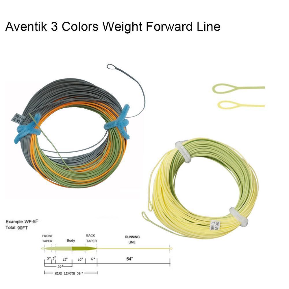 Aventik 3 Colors Percerption Trout Fly Fishing Line Weight Forward Floating-Fly Fishing Lines & Backing-Bargain Bait Box-Greengreenyellow-3.0-Bargain Bait Box