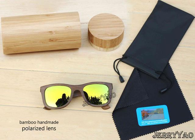 Berwer Bamboo Sunglasses Polarized Sunglasses Popular Design Wooden Sunglasses-Polarized Sunglasses-Bargain Bait Box-gold lens with case-Bargain Bait Box