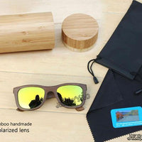 Berwer Bamboo Sunglasses Polarized Sunglasses Popular Design Wooden Sunglasses-Polarized Sunglasses-Bargain Bait Box-gold lens with case-Bargain Bait Box