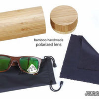 Berwer Bamboo Sunglasses Polarized Sunglasses Popular Design Wooden Sunglasses-Polarized Sunglasses-Bargain Bait Box-green lens with case-Bargain Bait Box