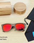 Berwer Bamboo Sunglasses Polarized Sunglasses Popular Design Wooden Sunglasses-Polarized Sunglasses-Bargain Bait Box-red lens with case-Bargain Bait Box