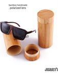 Berwer Polarized Sunglasses Wooden Bamboo Women Men Bamboo Colored Brown Color-Polarized Sunglasses-Bargain Bait Box-black lens with case-Bargain Bait Box