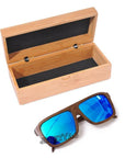 Berwer Polarized Sunglasses Wooden Bamboo Women Men Bamboo Colored Brown Color-Polarized Sunglasses-Bargain Bait Box-blue lens with case 3-Bargain Bait Box