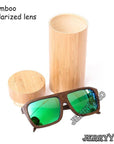 Berwer Polarized Sunglasses Wooden Bamboo Women Men Bamboo Colored Brown Color-Polarized Sunglasses-Bargain Bait Box-green lens with case 2-Bargain Bait Box