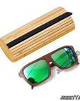 Berwer Polarized Sunglasses Wooden Bamboo Women Men Bamboo Colored Brown Color-Polarized Sunglasses-Bargain Bait Box-green lens with case-Bargain Bait Box