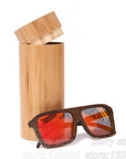 Berwer Polarized Sunglasses Wooden Bamboo Women Men Bamboo Colored Brown Color-Polarized Sunglasses-Bargain Bait Box-red lens with case-Bargain Bait Box
