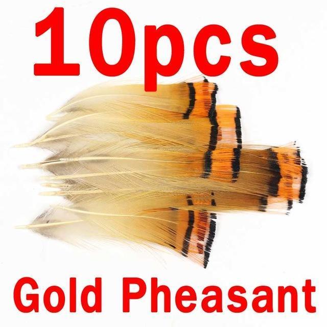 Bimoo 10Pcs Lady Amherst Feather Tippet Nymph Wet Streamer Wing Tag Tail Fly-Flies-Bargain Bait Box-10pcs gold pheasant-Bargain Bait Box