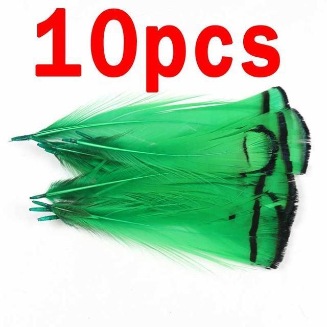 Bimoo 10Pcs Lady Amherst Feather Tippet Nymph Wet Streamer Wing Tag Tail Fly-Flies-Bargain Bait Box-10pcs green-Bargain Bait Box