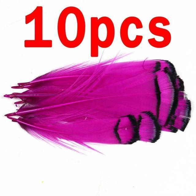 Bimoo 10Pcs Lady Amherst Feather Tippet Nymph Wet Streamer Wing Tag Tail Fly-Flies-Bargain Bait Box-10pcs hot pink-Bargain Bait Box