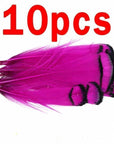 Bimoo 10Pcs Lady Amherst Feather Tippet Nymph Wet Streamer Wing Tag Tail Fly-Flies-Bargain Bait Box-10pcs hot pink-Bargain Bait Box