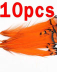 Bimoo 10Pcs Lady Amherst Feather Tippet Nymph Wet Streamer Wing Tag Tail Fly-Flies-Bargain Bait Box-10pcs orange-Bargain Bait Box