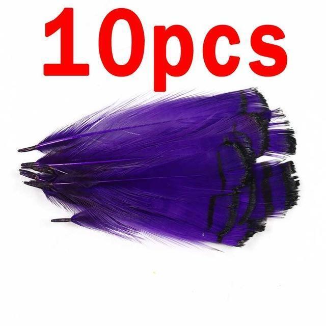 Bimoo 10Pcs Lady Amherst Feather Tippet Nymph Wet Streamer Wing Tag Tail Fly-Flies-Bargain Bait Box-10pcs purple-Bargain Bait Box