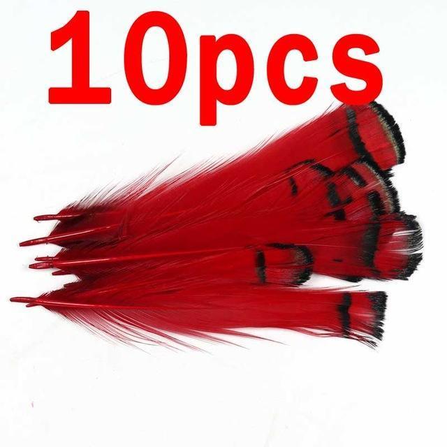 Bimoo 10Pcs Lady Amherst Feather Tippet Nymph Wet Streamer Wing Tag Tail Fly-Flies-Bargain Bait Box-10pcs red-Bargain Bait Box