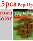 Bimoo 15Pcs/Pack Cylinder Fishing Bait Foam Boilie Pop Ups Hook Fish Baits-Bait Rig Tools-Bargain Bait Box-15pcs brown color-Bargain Bait Box