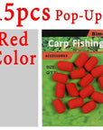 Bimoo 15Pcs/Pack Cylinder Fishing Bait Foam Boilie Pop Ups Hook Fish Baits-Bait Rig Tools-Bargain Bait Box-15pcs red color-Bargain Bait Box
