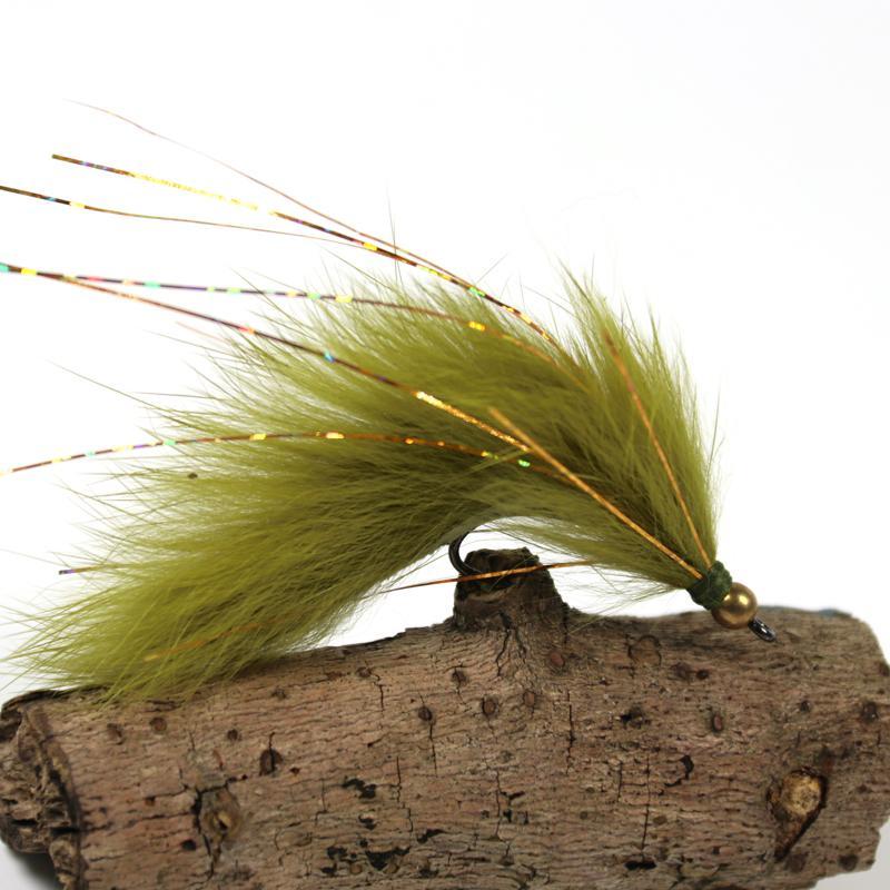 Bimoo 6Pcs 6# Olive Copper Beadhead Zonker Fly Fishing Streamers-Flies-Bargain Bait Box-Bargain Bait Box