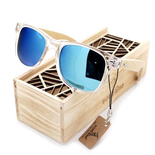 Bobo Bird Clear Color Wood Bamboo Sunglasses Women'S Bamboo Polarized Sunglasses-Polarized Sunglasses-Bargain Bait Box-Blue Lens-Bargain Bait Box