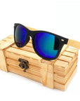 Bobo Bird Vintage Black Square Sunglasses With Bamboo Legs Mirrored Polarized-Polarized Sunglasses-Bargain Bait Box-Blue-China-Bargain Bait Box