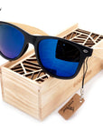 Bobo Bird Vintage Black Square Sunglasses With Bamboo Legs Mirrored Polarized-Polarized Sunglasses-Bargain Bait Box-Gold-China-Bargain Bait Box