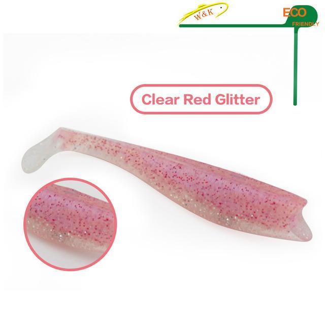 Cod And Zander Fishing -14 Cm 3 Pcs/ Bags Big Paddle Tail Soft At 13-Unrigged Plastic Swimbaits-Bargain Bait Box-Clear Red Glitter-Bargain Bait Box