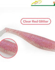 Cod And Zander Fishing -14 Cm 3 Pcs/ Bags Big Paddle Tail Soft At 13-Unrigged Plastic Swimbaits-Bargain Bait Box-Clear Red Glitter-Bargain Bait Box