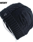 Cool Skull Pattern Hats For Men Beanies Knitted Wool Plus Velvet Bone Solid-Beanies-Bargain Bait Box-Black-Bargain Bait Box