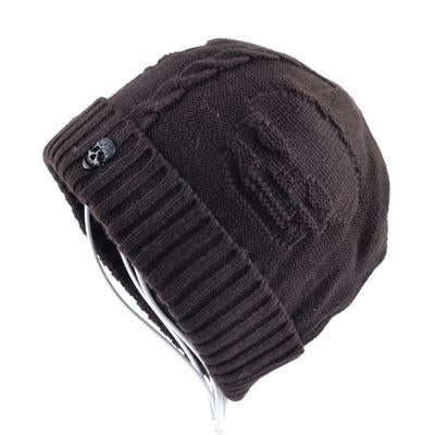 Cool Skull Pattern Hats For Men Beanies Knitted Wool Plus Velvet Bone Solid-Beanies-Bargain Bait Box-Brown-Bargain Bait Box