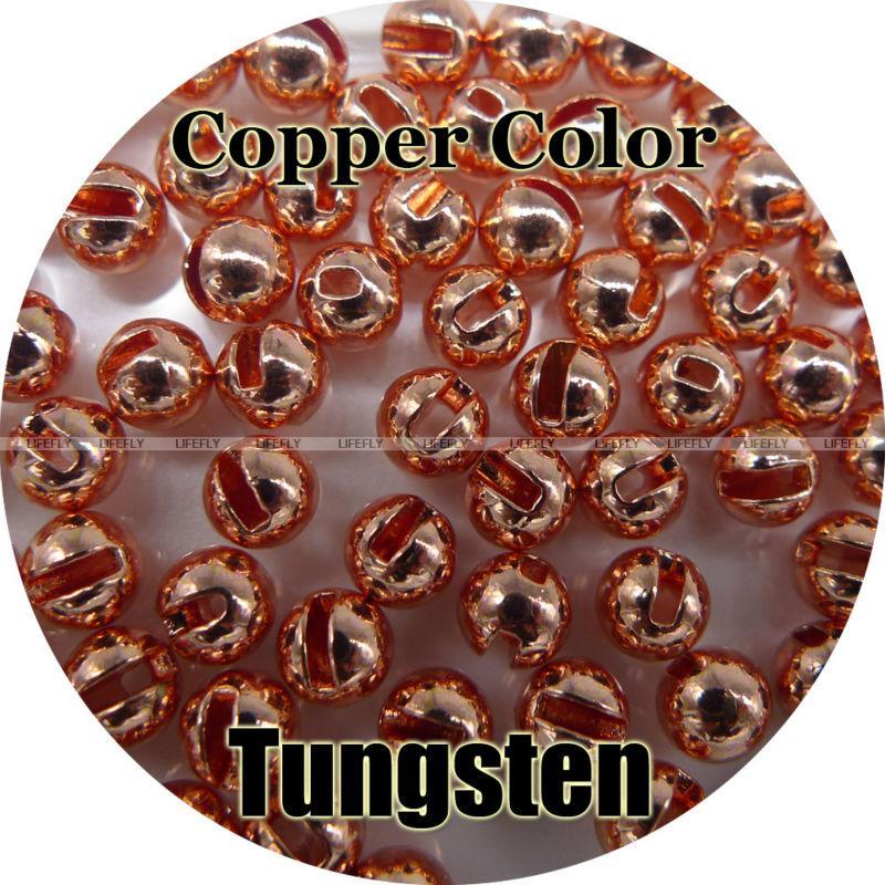 Copper Color, 100 Tungsten Beads, Slotted, Fly Tying, Fishing-Fly Tying Materials-Bargain Bait Box-Size 2.0mm-Bargain Bait Box