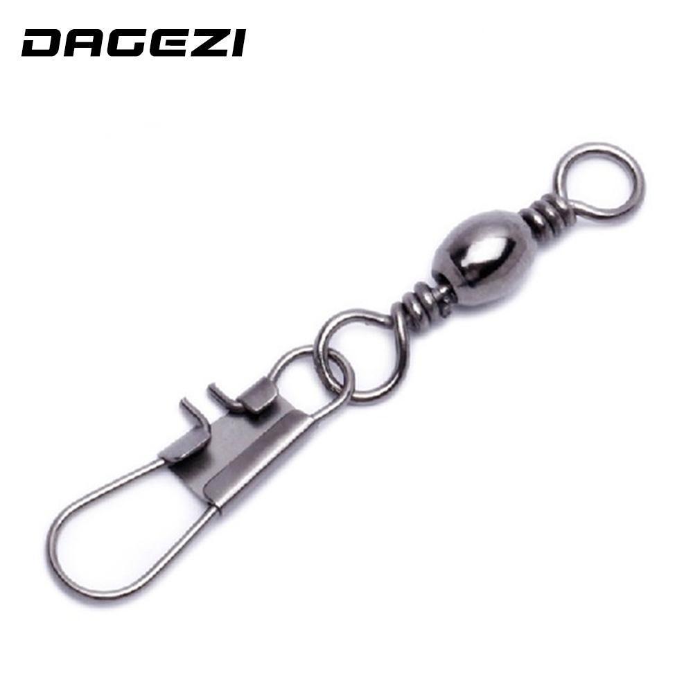 Dagezi 100 Pieces 8 Words Ring Black Steel Swivels Interlock Snap Fishing Gear-Fishing Snaps & Swivels-Bargain Bait Box-Bargain Bait Box