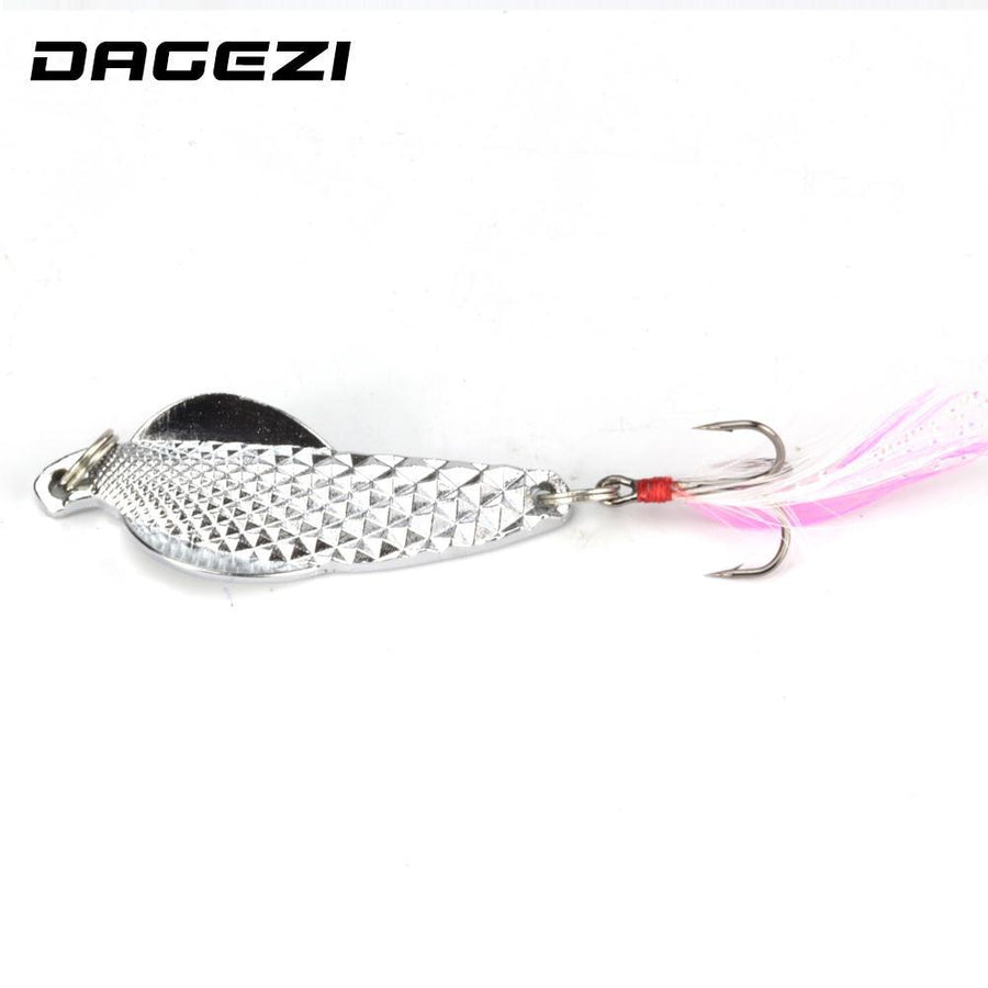Dagezi Metal Sequins Spoon Lure Noise Paillette Hard Baits With Feather Treble-Casting & Trolling Spoons-Bargain Bait Box-Bargain Bait Box
