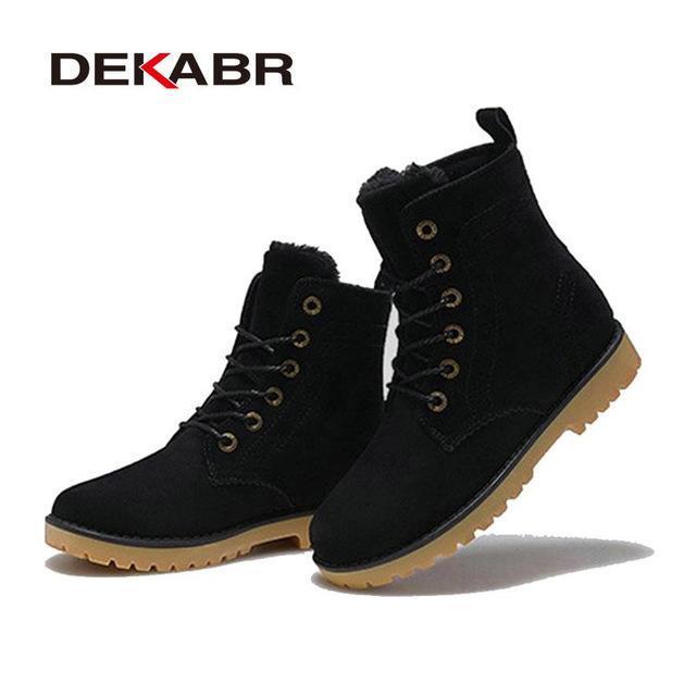 Dekabr Men Boots Snow Warm Casual Shoes Men Boots Leather Plush Fur Unisex-Boots-Bargain Bait Box-Black-5-Bargain Bait Box