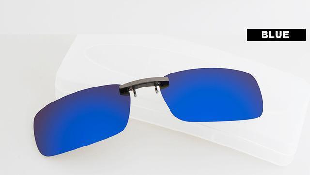 Dressuup Polarized Clip On Sunglasses Men Driving Night Vision Lens Sun-Polarized Sunglasses-Bargain Bait Box-BLUE-Bargain Bait Box