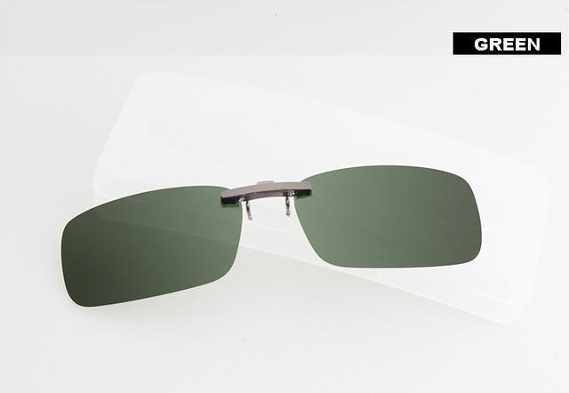 Dressuup Polarized Clip On Sunglasses Men Driving Night Vision Lens Sun-Polarized Sunglasses-Bargain Bait Box-GREEN-Bargain Bait Box