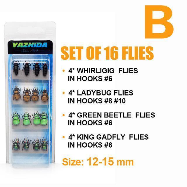 Dry Fly Fishing Flies Set 16-24Pcs Insect Lure Yellow Fruit Flytying Kit Rainbow-Flies-Bargain Bait Box-B-Bargain Bait Box